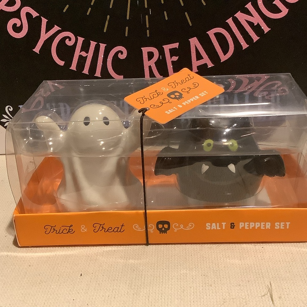 New! Ghost & Bat Halloween Salt & Pepper Shakers 👻🦇